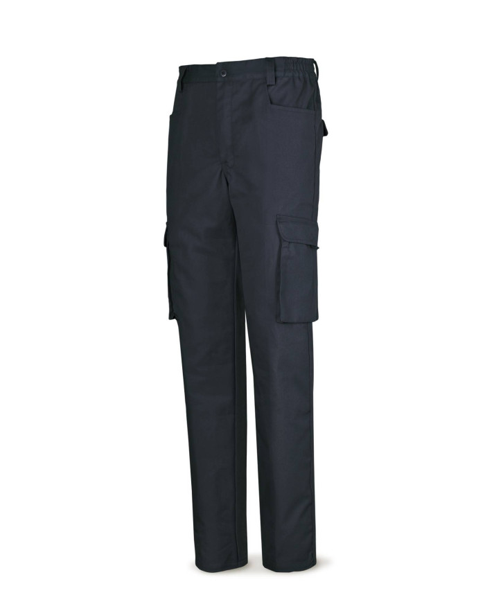 Pantalón azul marino poliester/algodón de 245 g. Multibolsillo MARCA