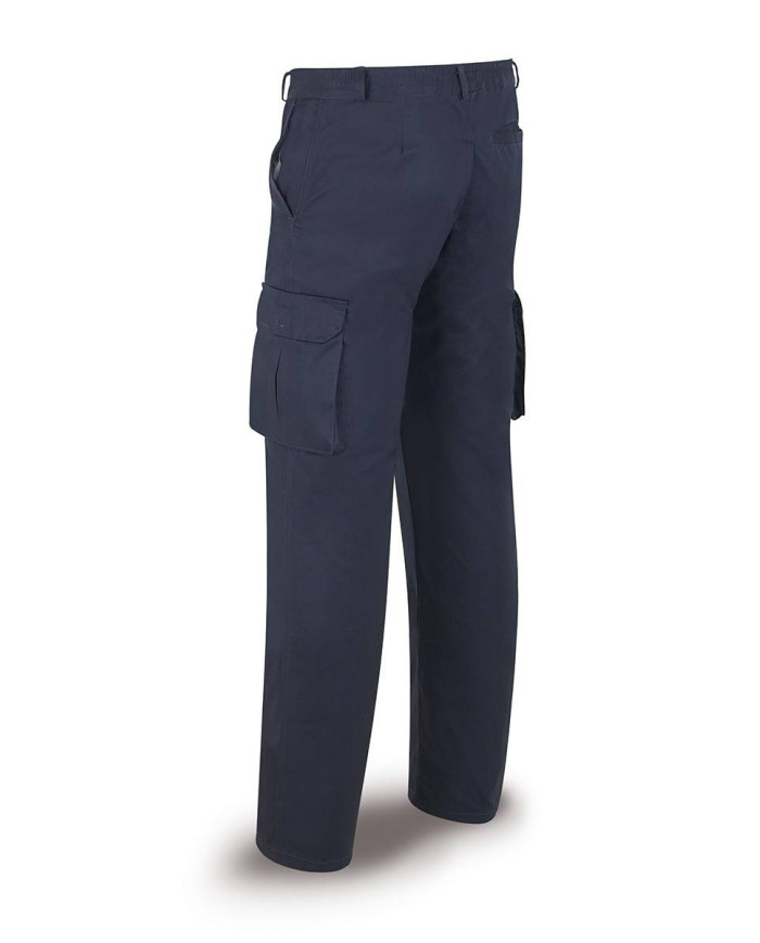 Pantalón azul marino poliester/algodón de 245 g. Multibolsillo MARCA