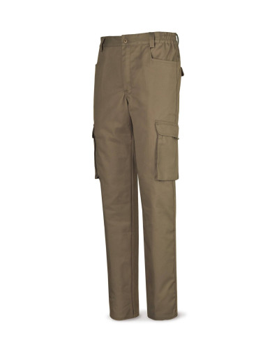 Pantalón beige poliester/algodón de 245 g. Multibolsillo MARCA