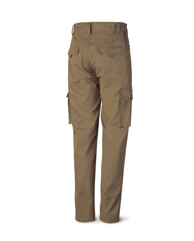 Pantalón beige poliester/algodón de 245 g. Multibolsillo MARCA