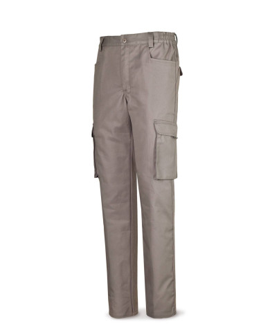 Pantalón gris poliester/algodón de 245 g. Multibolsillo MARCA