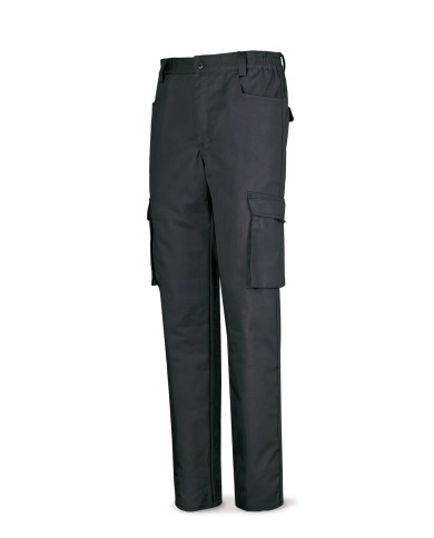Pantalón negro poliester/algodón de 245 g. Multibolsillo MARCA