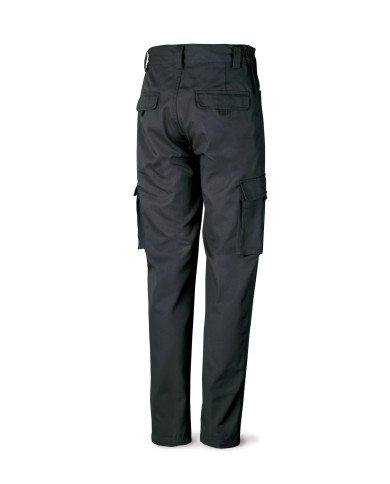 Pantalón negro poliester/algodón de 245 g. Multibolsillo MARCA