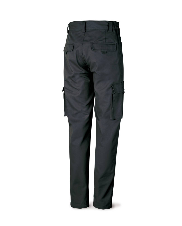 Pantalón negro poliester/algodón de 245 g. Multibolsillo MARCA