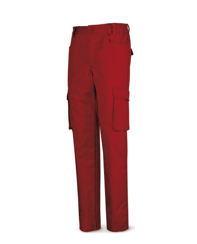 Pantalón rojo poliester/algodón de 245 g. Multibolsillo MARCA