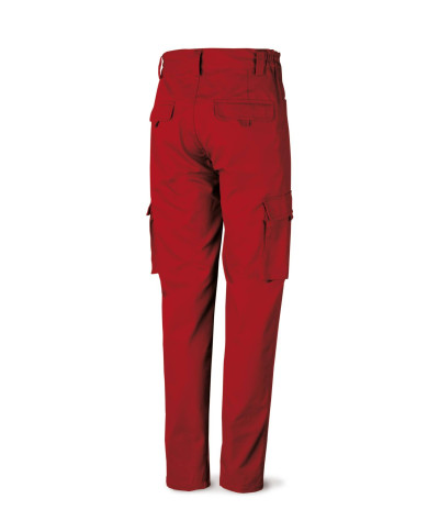 Pantalón rojo poliester/algodón de 245 g. Multibolsillo MARCA