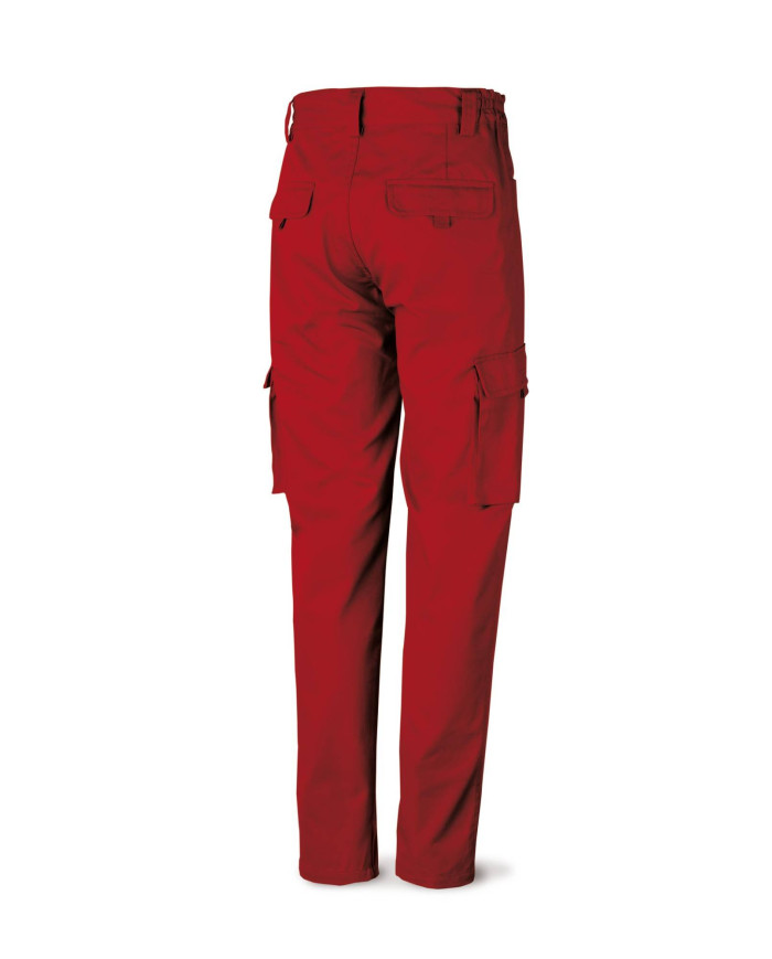 Pantalón rojo poliester/algodón de 245 g. Multibolsillo MARCA