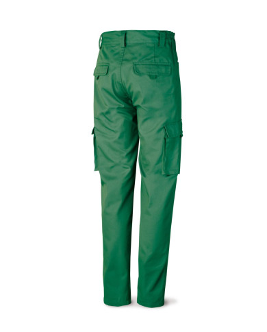 Pantalón verde poliester/algodón de 245 g. Multibolsillo MARCA