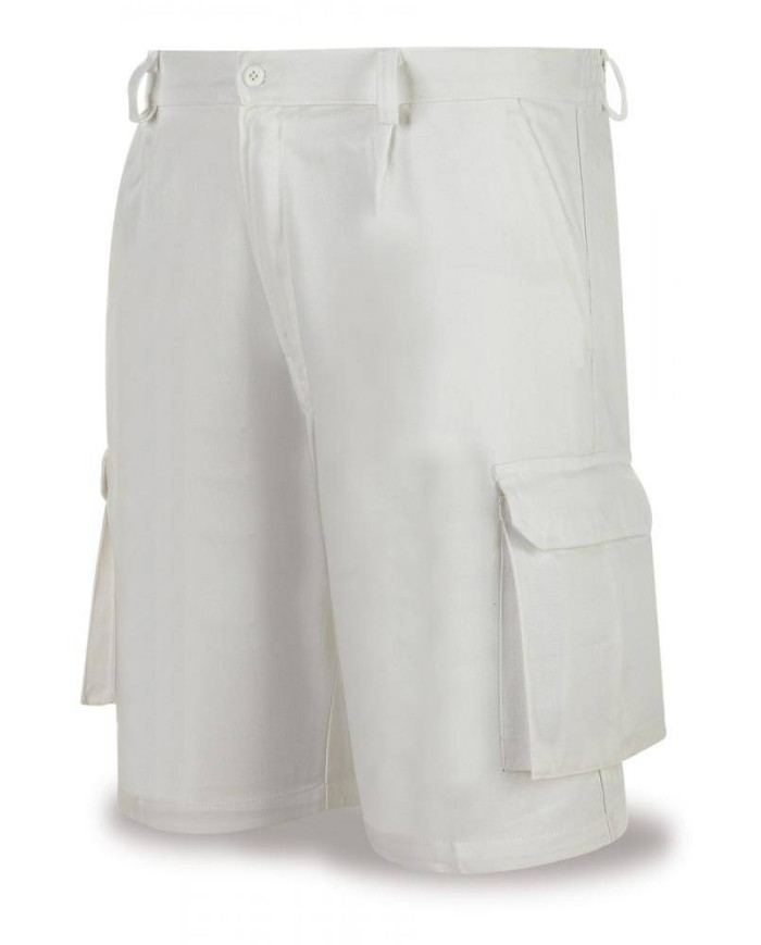 Bermuda blanca algodón de 245 g. Multibolsillos MARCA