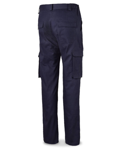 Pantalón STRETCH azul marino algodón 240 gr. Multibolsillo MARCA