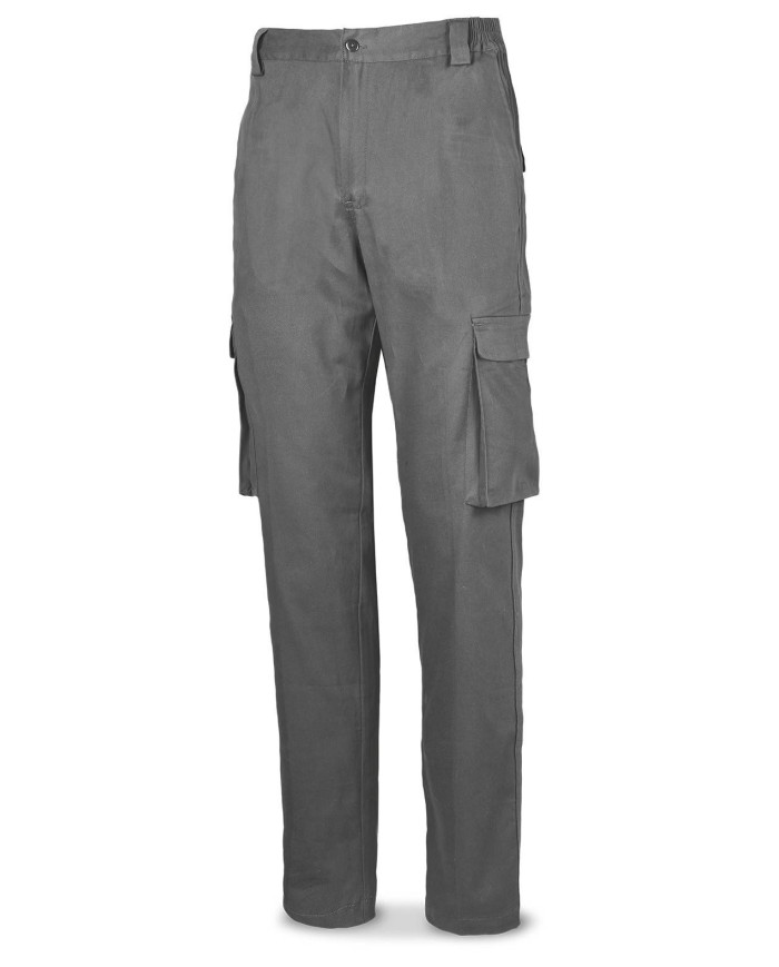 Pantalón STRETCH gris algodón 240 gr. Multibolsillo MARCA