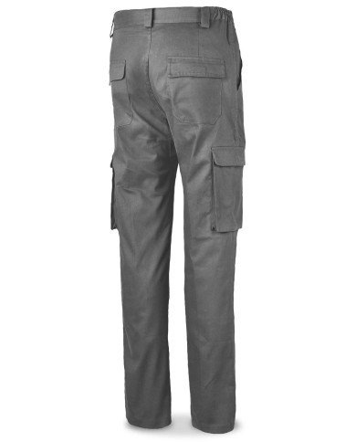 Pantalón STRETCH gris algodón 240 gr. Multibolsillo MARCA