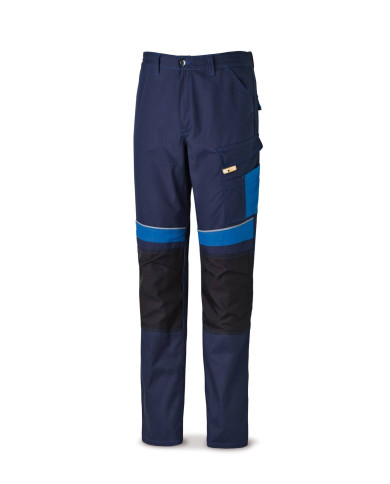 Pantalón CANVAS azul marino/azulina poliéster/algodón 245 g. Multibolsillos MARCA