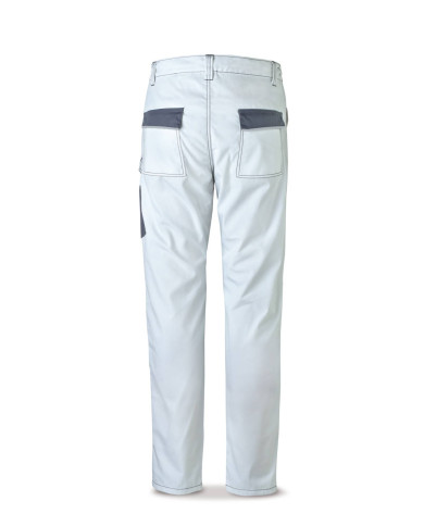 Pantalón CANVAS blanco/gris poliéster/algodón 245 g. Multibolsillos MARCA