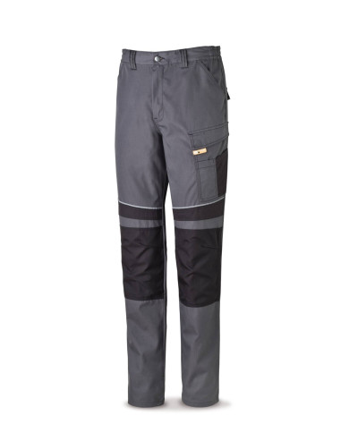 Pantalón CANVAS gris/negro poliéster/algodón 245 g. Multibolsillos MARCA