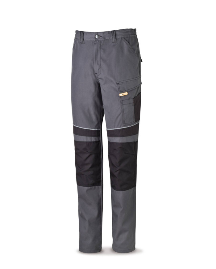 Pantalón CANVAS gris/negro poliéster/algodón 245 g. Multibolsillos MARCA
