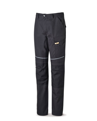 Pantalón CANVAS negro poliéster/algodón 245 g. Multibolsillos MARCA
