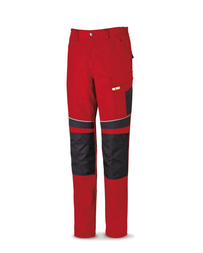 Pantalón CANVAS rojo/negro poliéster/algodón 245 g. Multibolsillos MARCA