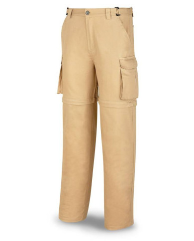Pantalón DESMONTABLE beige algodón 200 gr. Multibolsillos MARCA