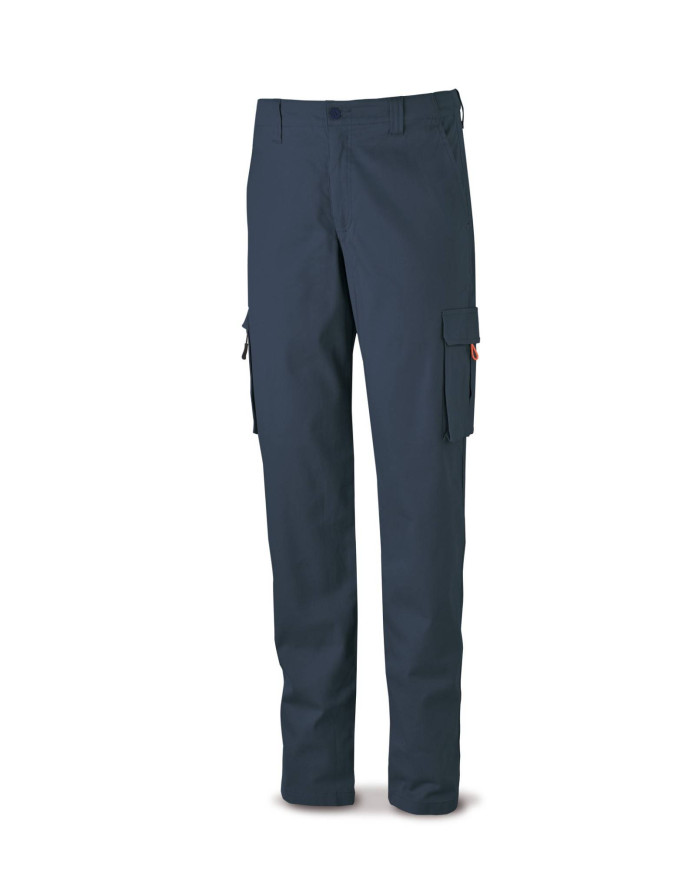 Pantalón STRETCH azul marino en algodón 260 gr. Multibolsillos MARCA