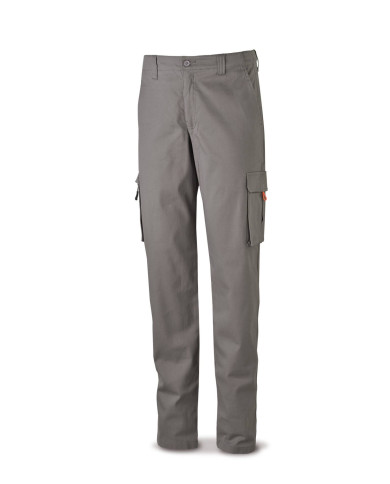 Pantalón STRETCH gris en algodón 260 gr. Multibolsillos MARCA