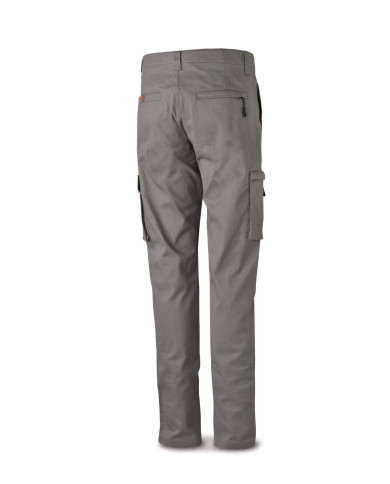 Pantalón STRETCH gris en algodón 260 gr. Multibolsillos MARCA