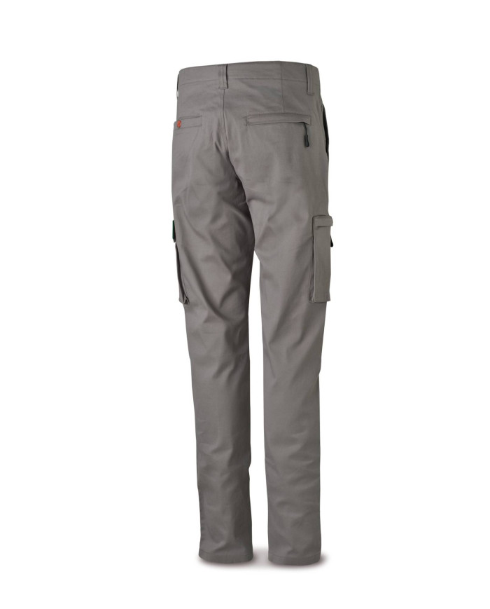 Pantalón STRETCH gris en algodón 260 gr. Multibolsillos MARCA