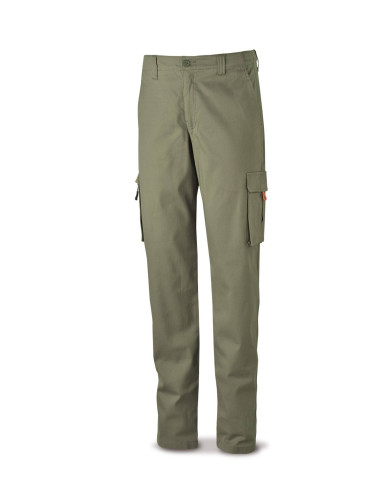 Pantalón STRETCH kaki en algodón 260 gr. Multibolsillos MARCA