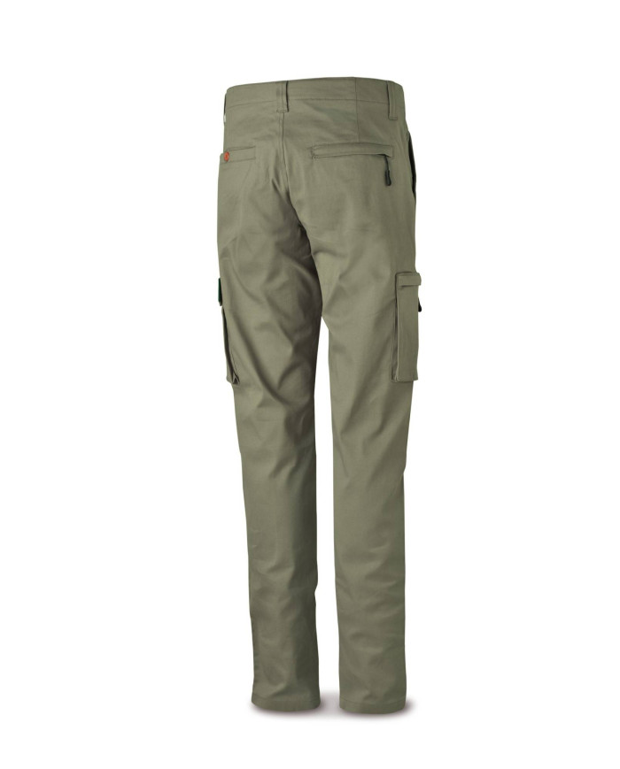 Pantalón STRETCH kaki en algodón 260 gr. Multibolsillos MARCA