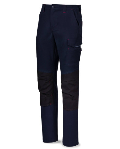 Pantalón STRETCH azul marino poliéster/algodón 245 gr. Multibolsillo MARCA