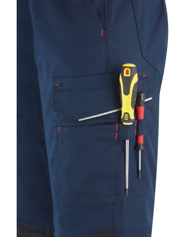 Pantalón STRETCH azul marino poliéster/algodón 245 gr. Multibolsillo MARCA