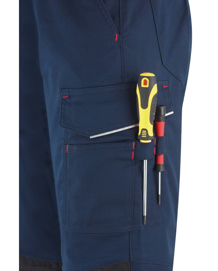 Pantalón STRETCH azul marino poliéster/algodón 245 gr. Multibolsillo MARCA