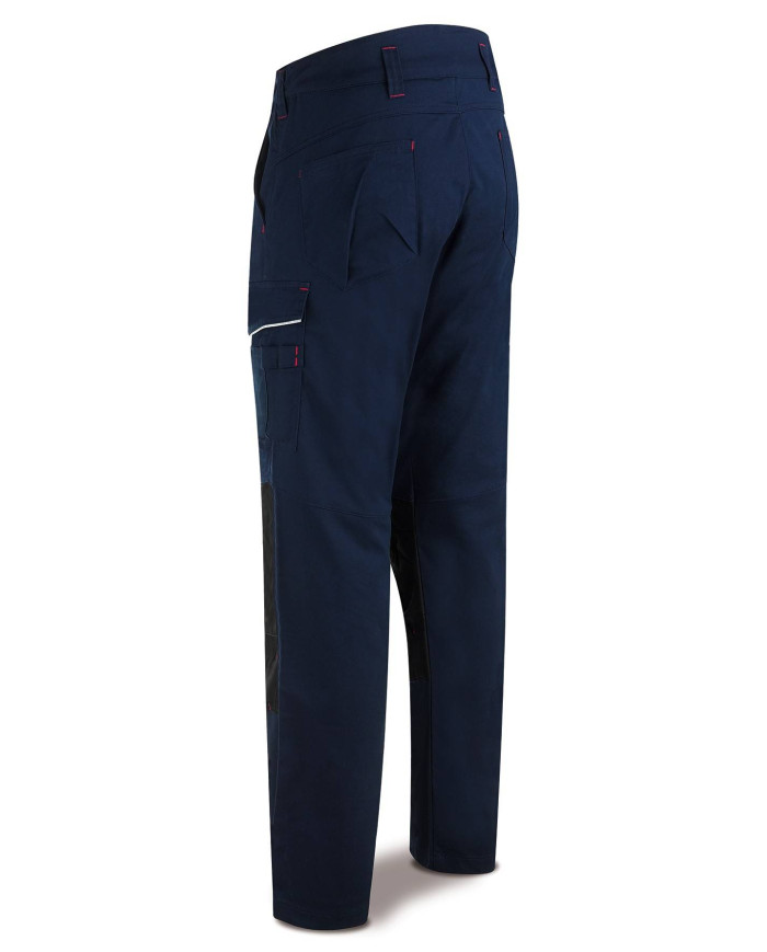 Pantalón STRETCH azul marino poliéster/algodón 245 gr. Multibolsillo MARCA