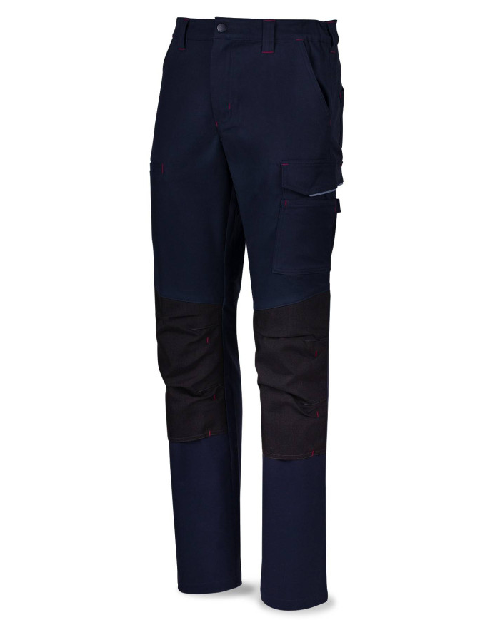Pantalón STRETCH azul marino poliéster/algodón 245 gr. Multibolsillo MARCA