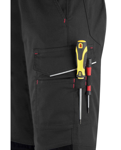 Pantalón STRETCH gris poliéster/algodón 245 gr. Multibolsillo MARCA