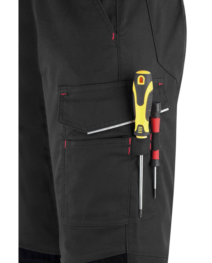 Pantalón STRETCH gris poliéster/algodón 245 gr. Multibolsillo MARCA