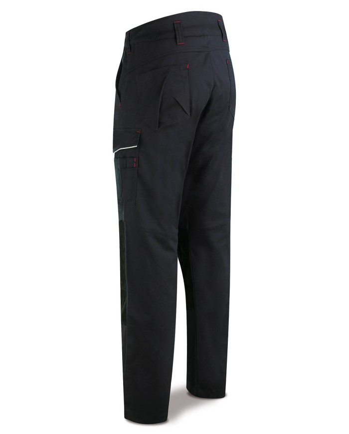 Pantalón STRETCH gris poliéster/algodón 245 gr. Multibolsillo MARCA