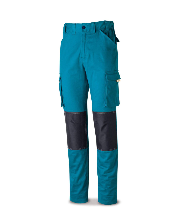 Pantalón STRETCH Pro Series azul eléctrico algodón. 220 gr. Multibolsillos MARCA