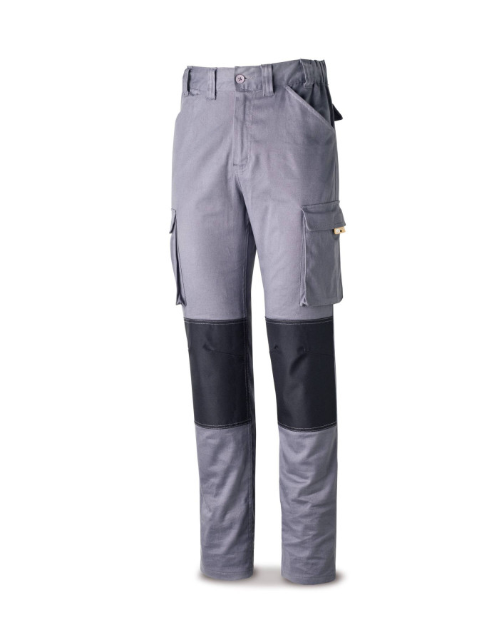 Pantalón STRETCH Pro Series gris algodón. 220 gr. Multibolsillos MARCA
