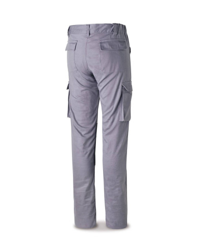 Pantalón STRETCH Pro Series gris algodón. 220 gr. Multibolsillos MARCA