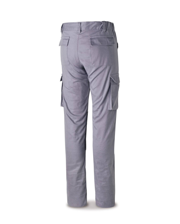 Pantalón STRETCH Pro Series gris algodón. 220 gr. Multibolsillos MARCA