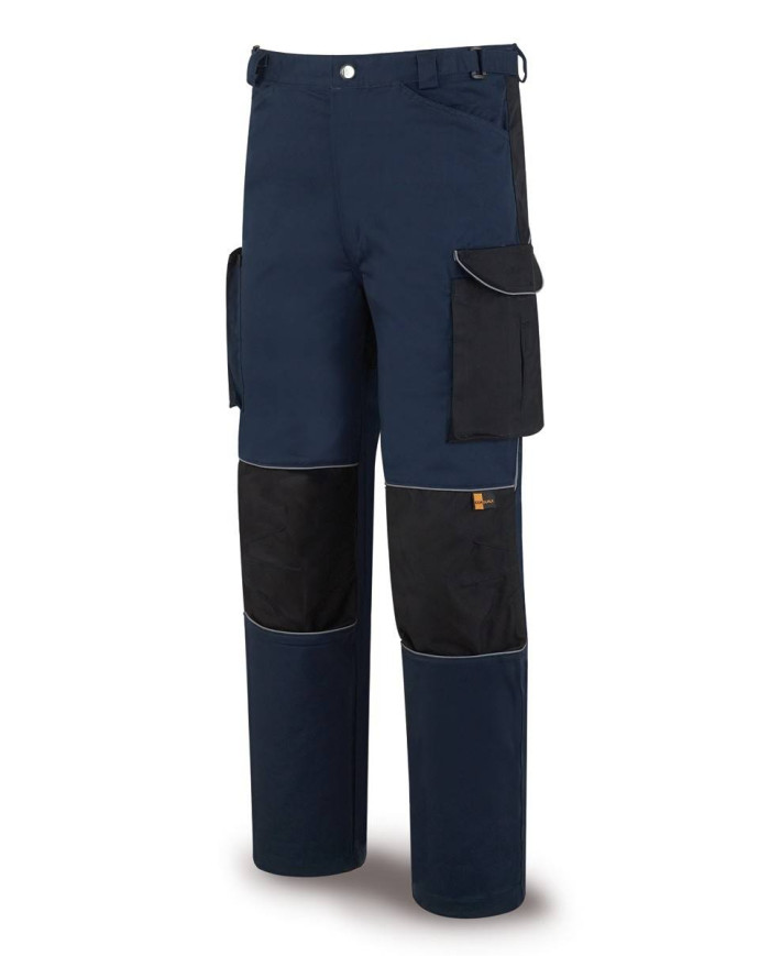 Pantalón FIRST LINE azul marino/negro poliéster/algodón 245 gr. Multibolsillos MARCA