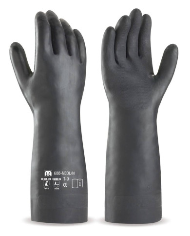 Guante largo de neopreno negro para riesgos mecánicos, químicos y microorganismos MARCA