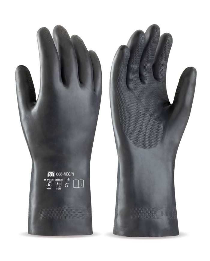 Guante de neopreno negro para riesgos mecánicos, químicos y microorganismos MARCA