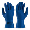 Guante de PVC estanco de 27 cm. azul de doble capa rugosa MARCA