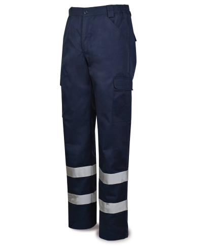 Pantalón azul marino poliéster/algodón con bandas reflectantes 200 g MARCA