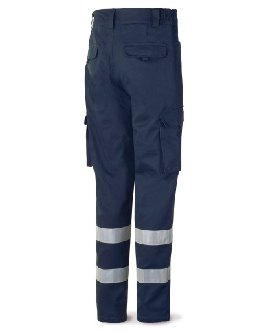 Pantalón azul marino poliéster/algodón con bandas reflectantes 200 g MARCA