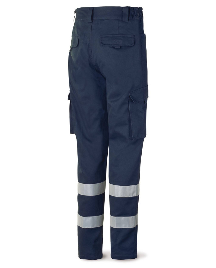Pantalón azul marino poliéster/algodón con bandas reflectantes 200 g MARCA