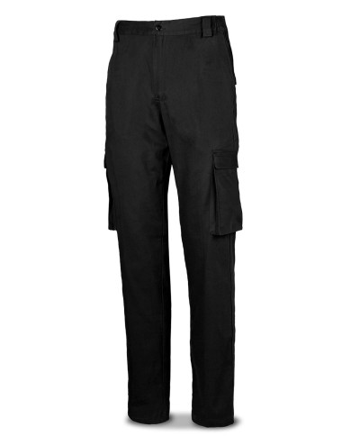 Pantalón STRETCH negro algodón 240 gr. Multibolsillo MARCA
