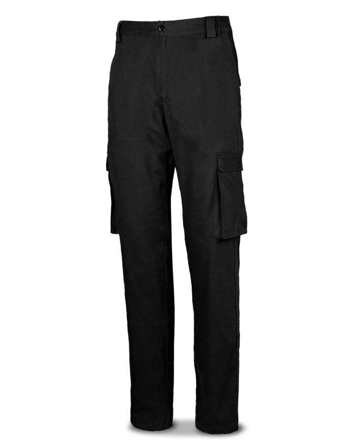 Pantalón STRETCH negro algodón 240 gr. Multibolsillo MARCA